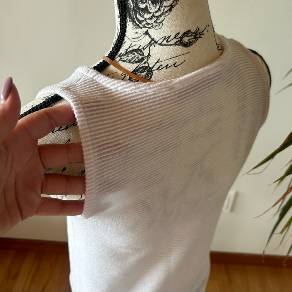 LOFT White Textured Tie Front Tank Top XXS | Sleeveless Summer Blouse - Picture 7 of 7